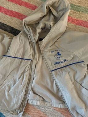 Zara Cream Hooded Jacket with Blue Trim